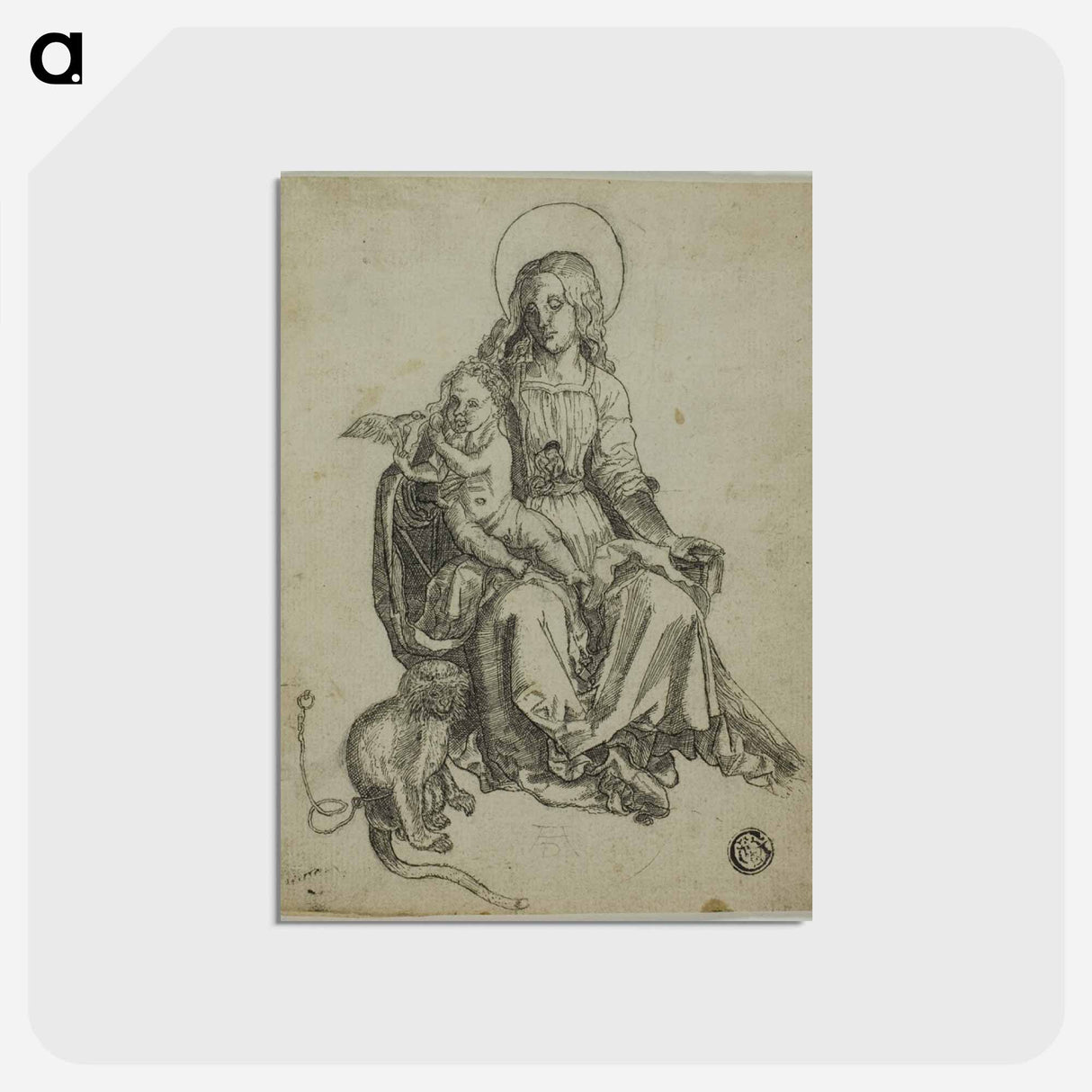 アートポストカード-Madonna with the Monkey - アルブレヒト デューラー Postcard.