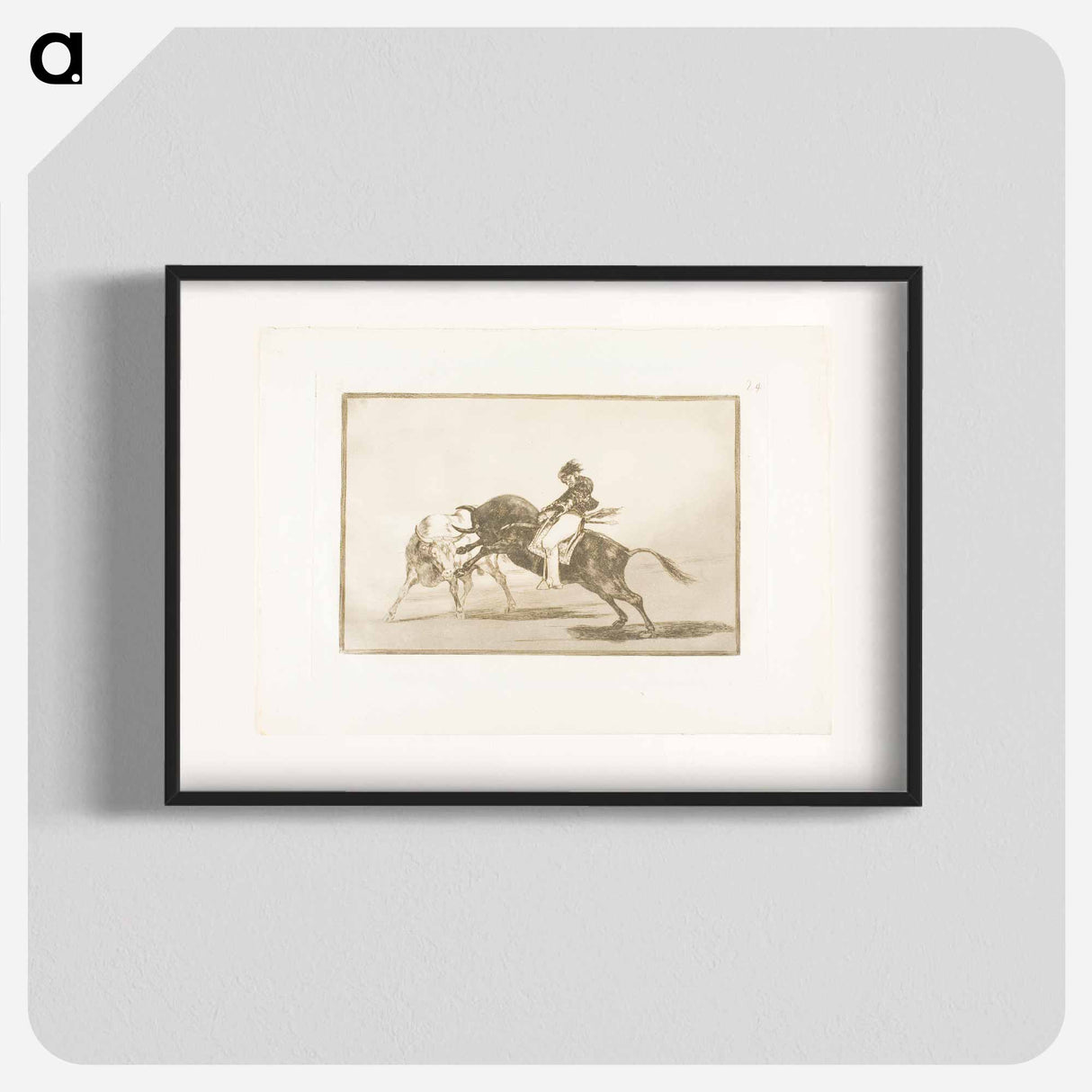 The Same Ceballos, Mounted on Another Bull, Breaks Short Spears in the Ring at Madrid - Francisco de Goya Poster.