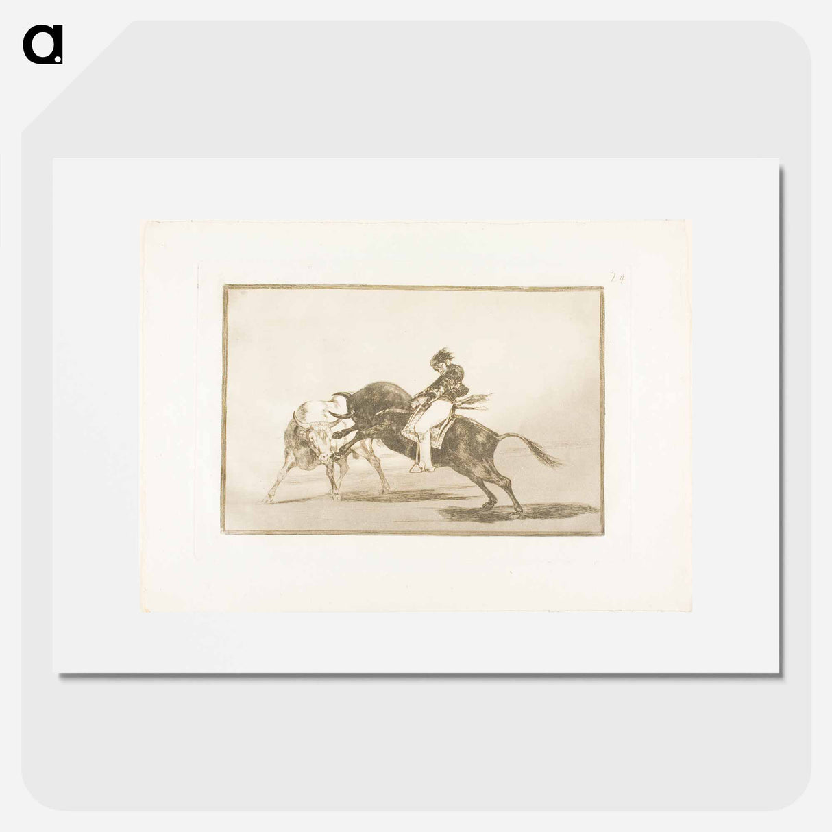 The Same Ceballos, Mounted on Another Bull, Breaks Short Spears in the Ring at Madrid - Francisco de Goya Poster.