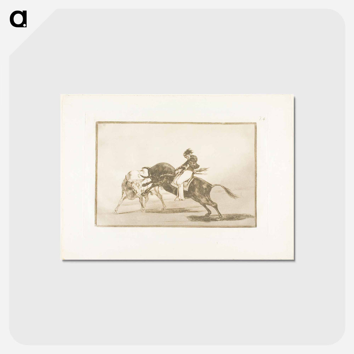 アートポストカード-The Same Ceballos, Mounted on Another Bull, Breaks Short Spears in the Ring at Madrid - フランシスコ デ ゴヤ Postcard.