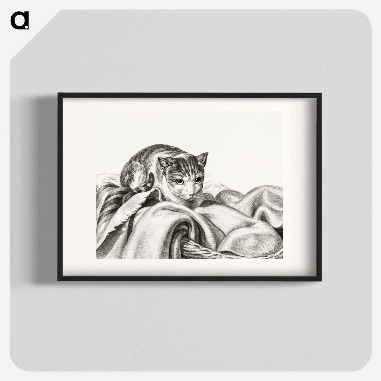 Cat sitting in a basket - ジャン ベルナール Poster.