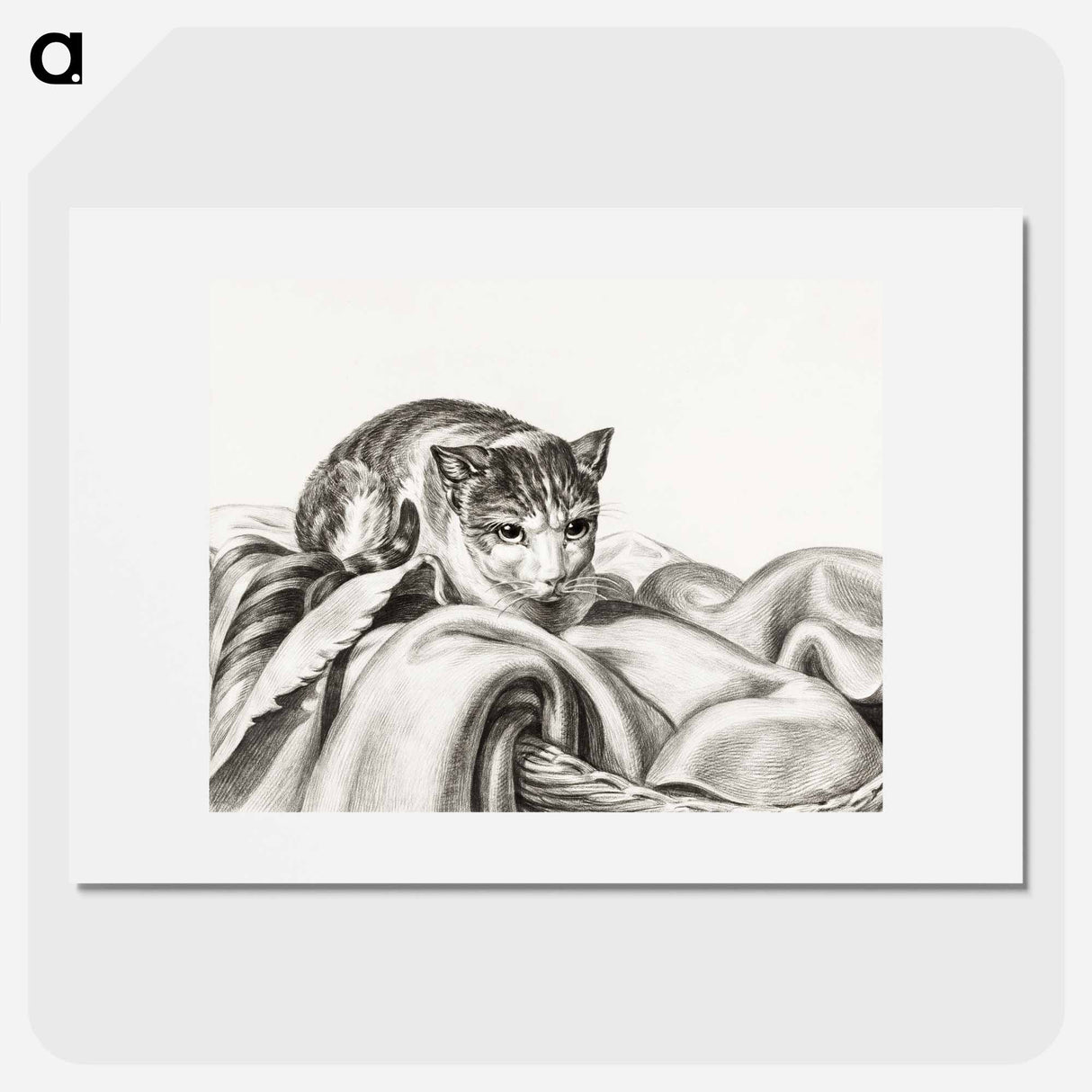 Cat sitting in a basket - ジャン ベルナール Poster.