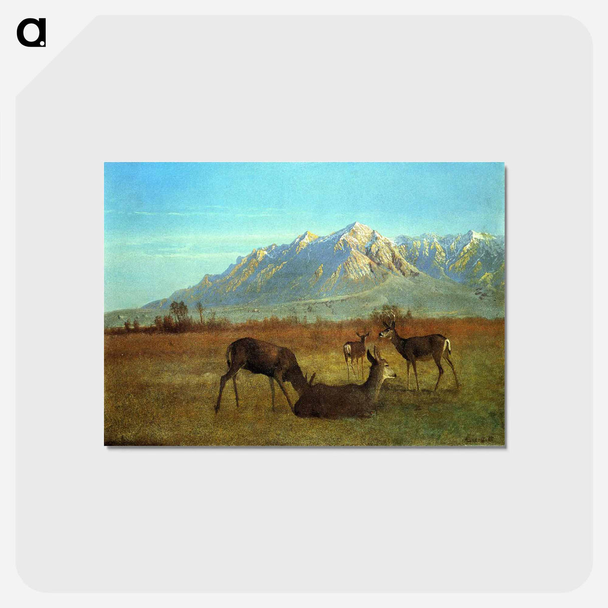 アートポストカード-Deer in a Mountain Home - アルバート ビアスタット Postcard.