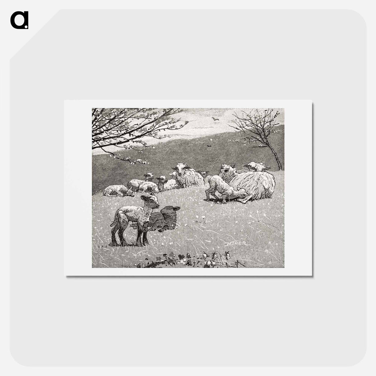 アートポストカード-Spring Lamb - ウィンスロー ホーマー Postcard.