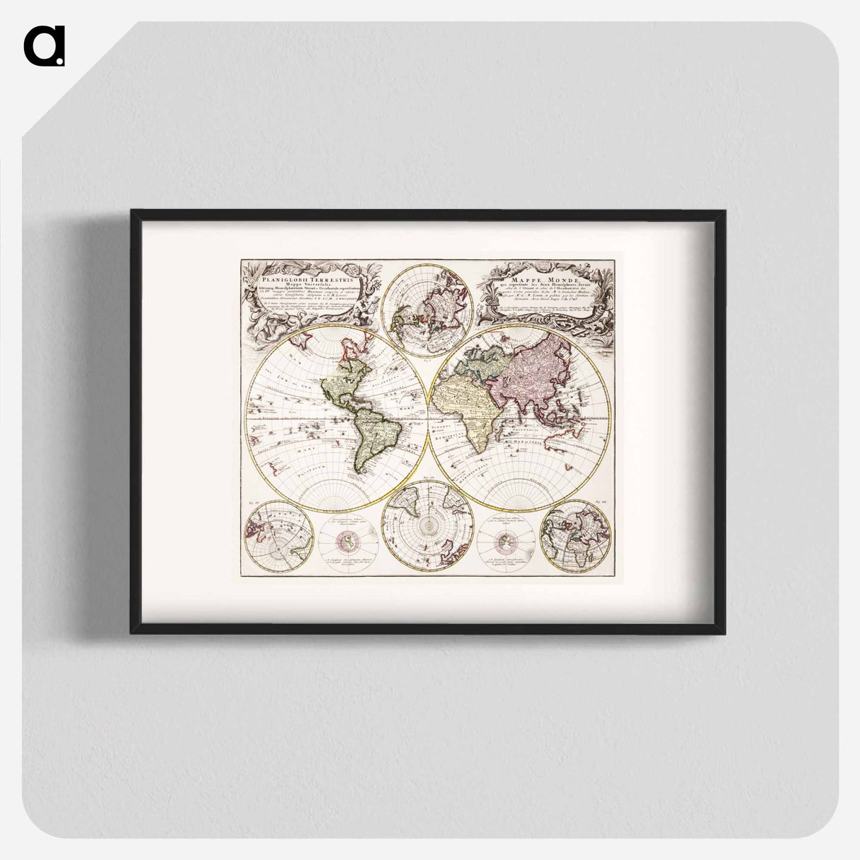 Planiglobii terrestris mappa vniversalis - アンティーク地図 Poster.