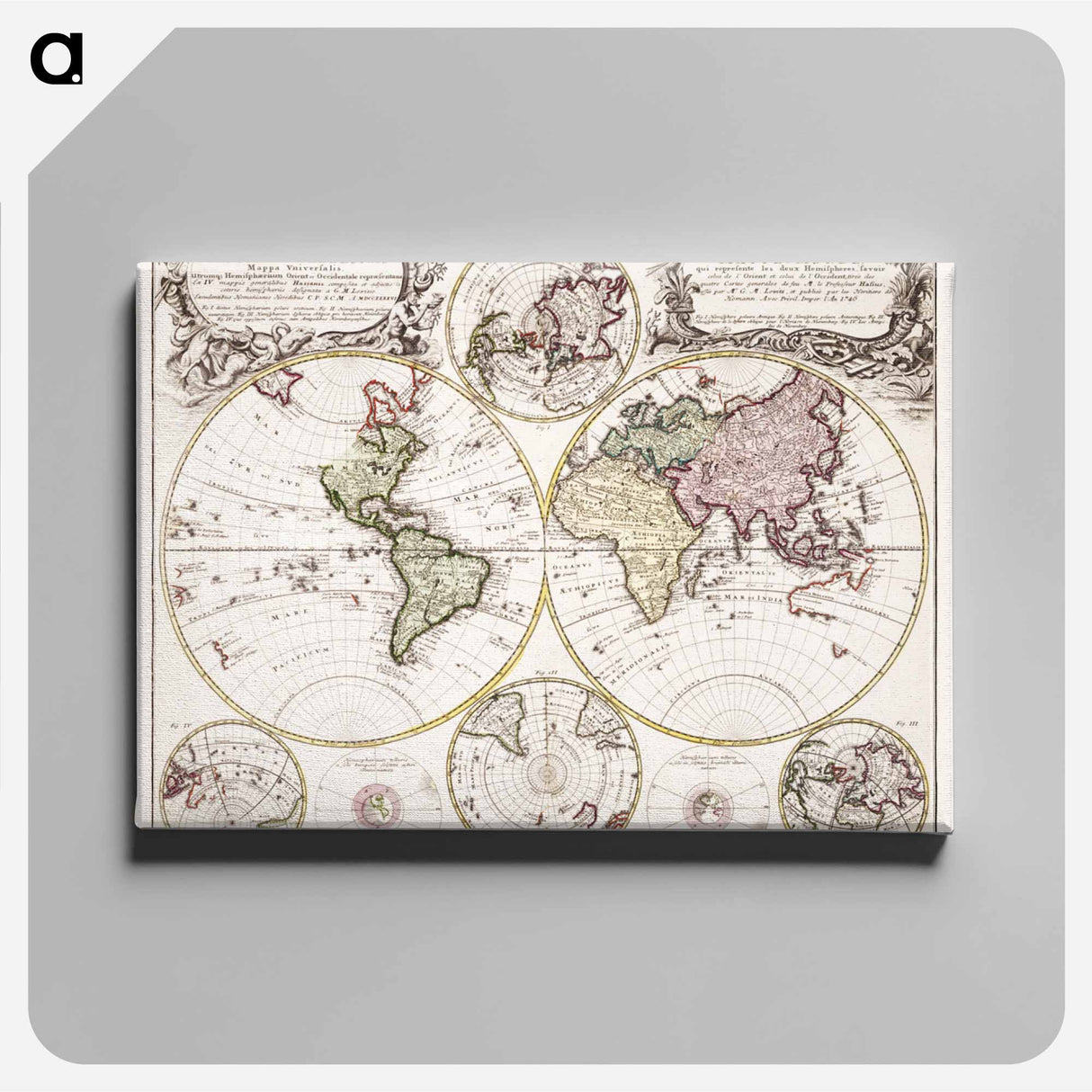 Planiglobii terrestris mappa vniversalis - アンティーク地図 Canvas.