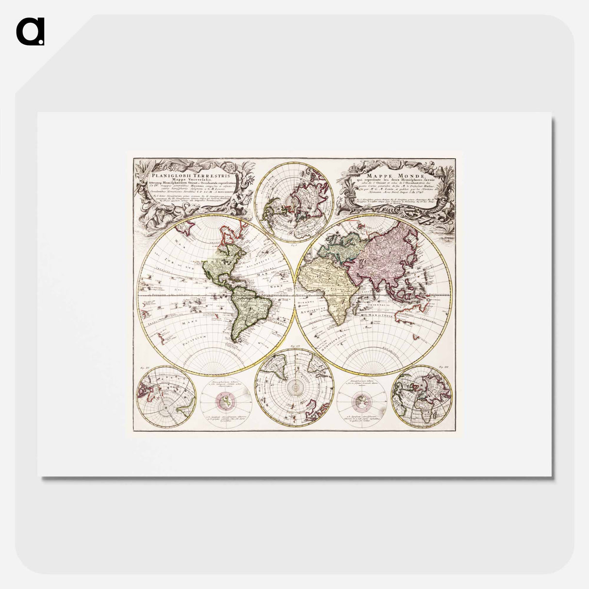 Planiglobii terrestris mappa vniversalis - アンティーク地図 Poster.