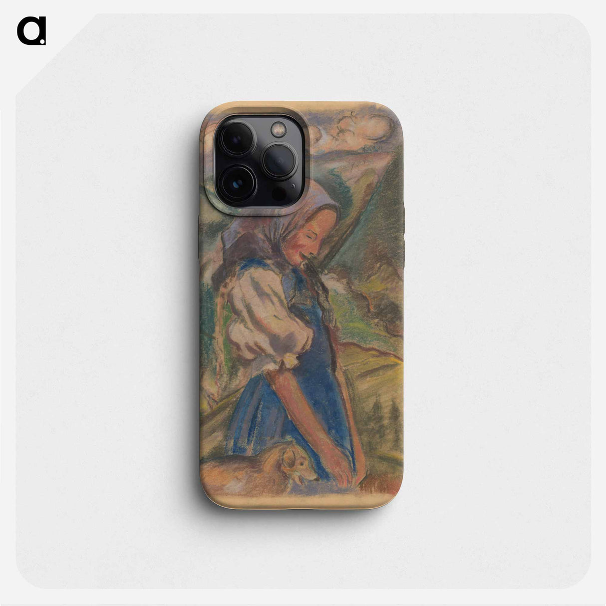 Girl with a dog in a landscape - アーノルド ピーター ワイズ クビンチャン Phone Case.