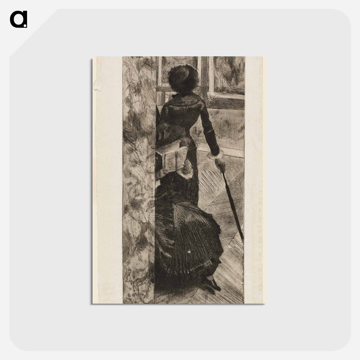 アートポストカード-Mary Cassatt in the Paintings Gallery at the Louvre - エドガー ドガ Postcard.