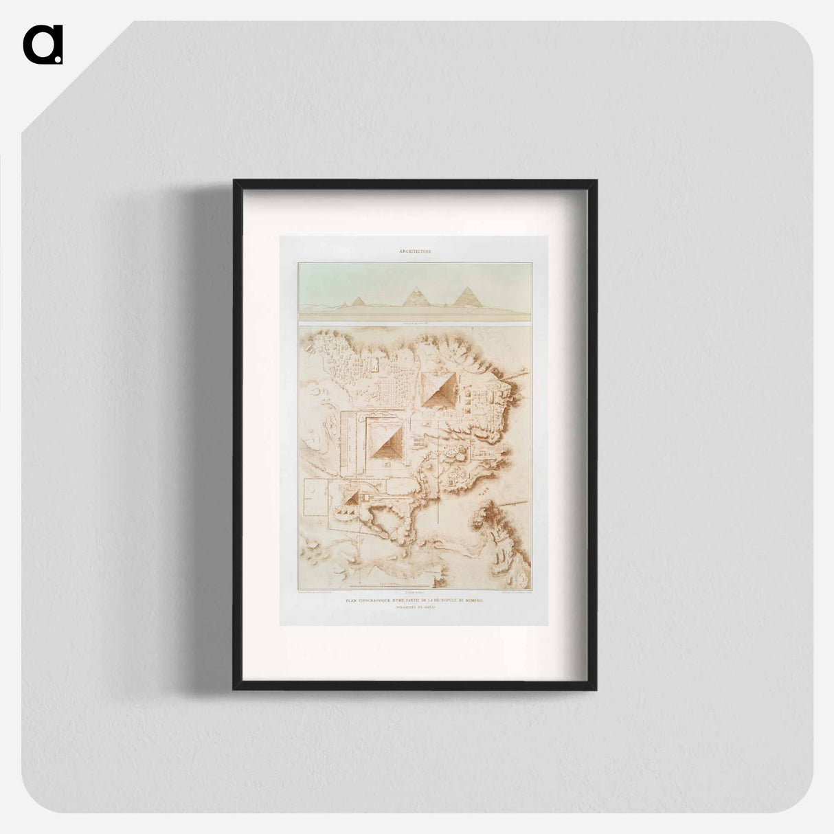 Topographic map of part of the Memphite Necropolis (Pyramids of Giza) - アンティーク地図 Poster.