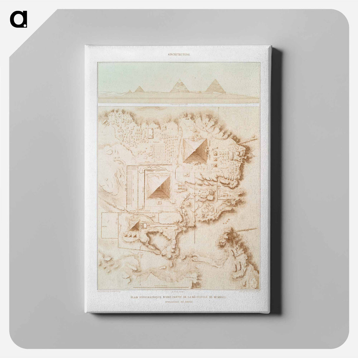 Topographic map of part of the Memphite Necropolis (Pyramids of Giza) - アンティーク地図 Canvas.