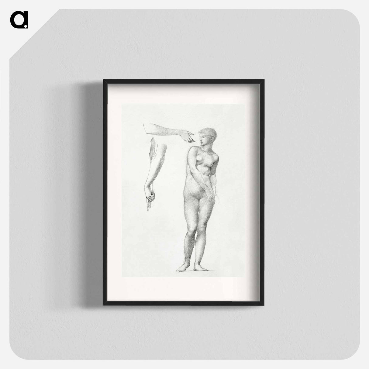 Standing Female Nude and Sketches of Arms - エドワード バーン ジョーンズ Poster.