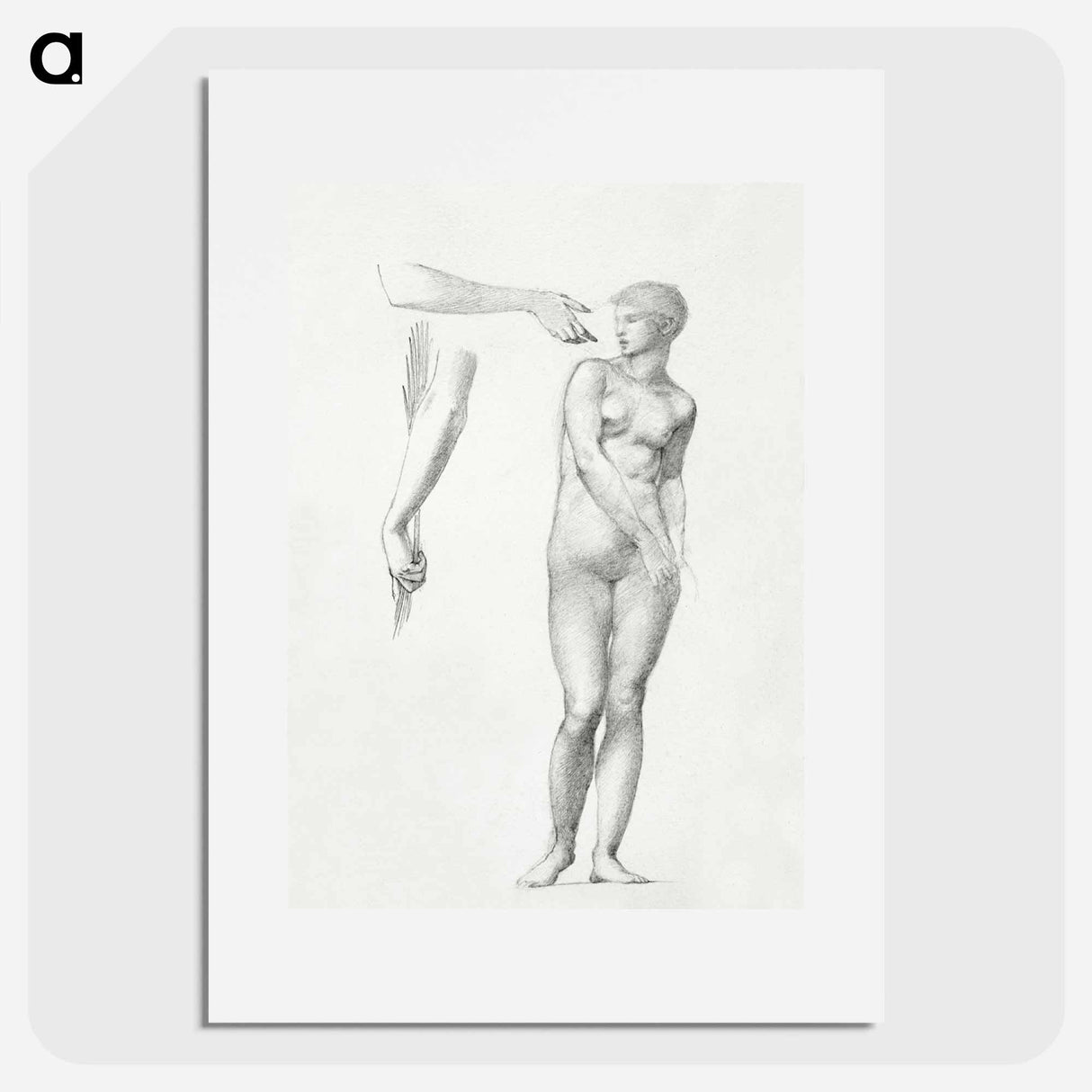 Standing Female Nude and Sketches of Arms - エドワード バーン ジョーンズ Poster.