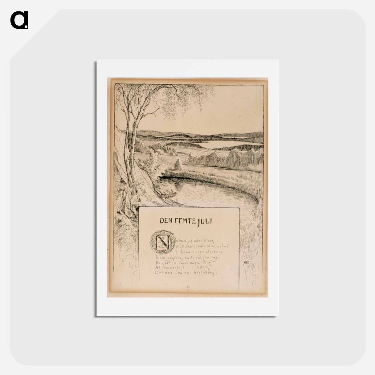 Title page for the poem the fifth of july - アルバート エーデルフェルト Postcard.