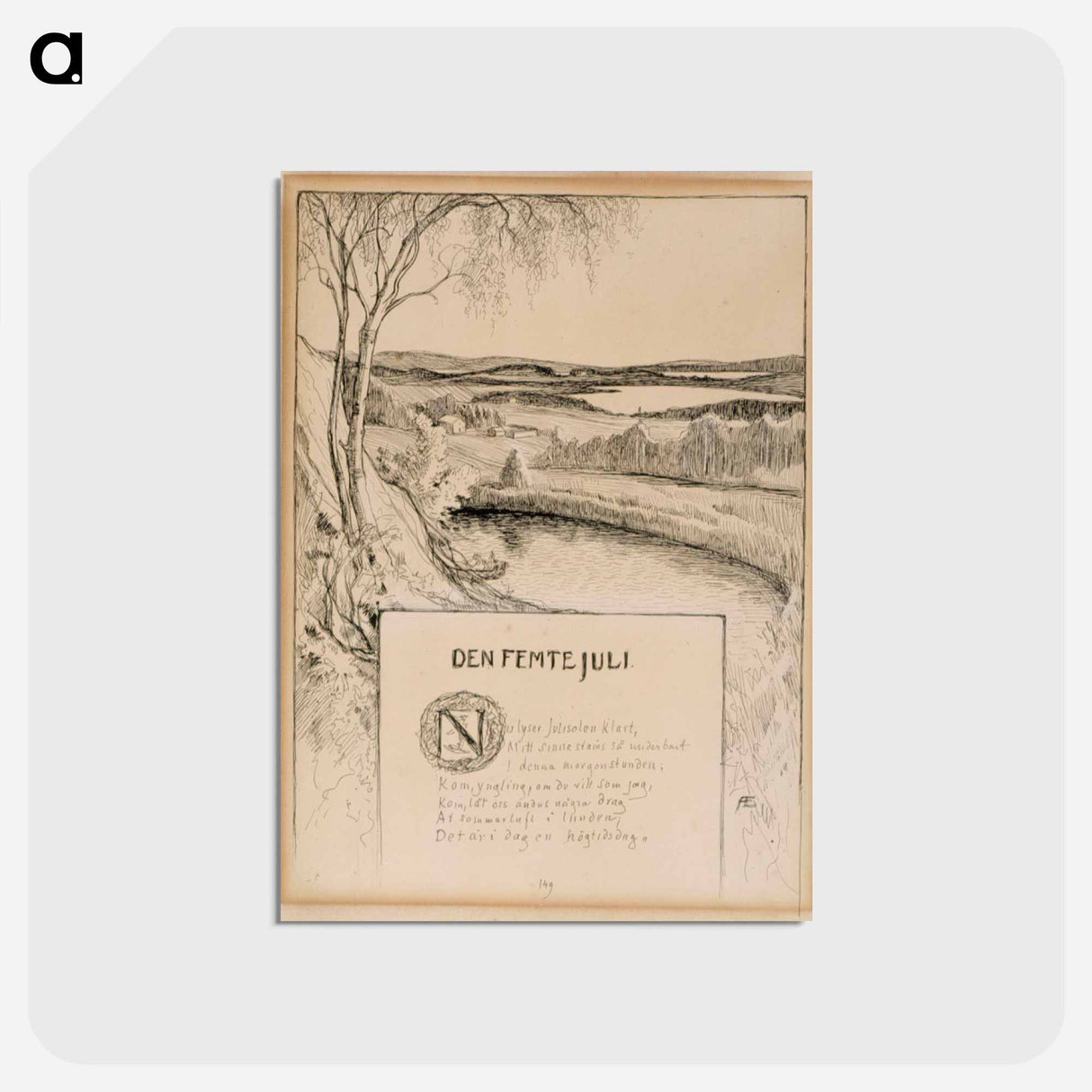 Title page for the poem the fifth of july - アルバート エーデルフェルト Postcard.