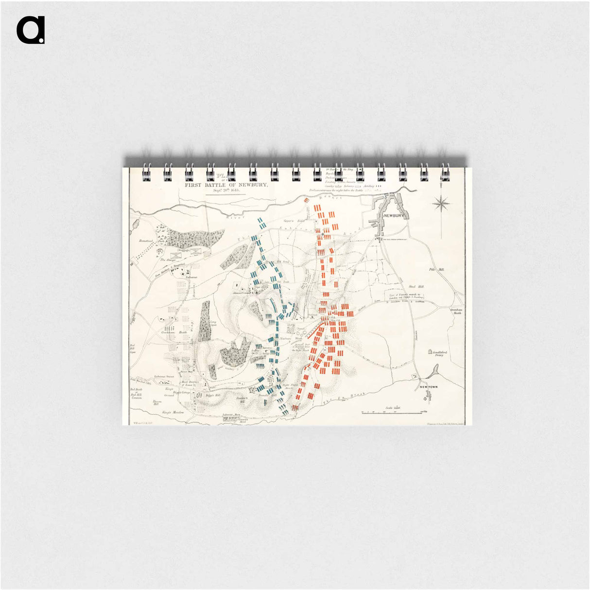The First and Second Battles of Newbury and the Siege of Donnington Castle during the Civil War - アンティーク地図 Memo.