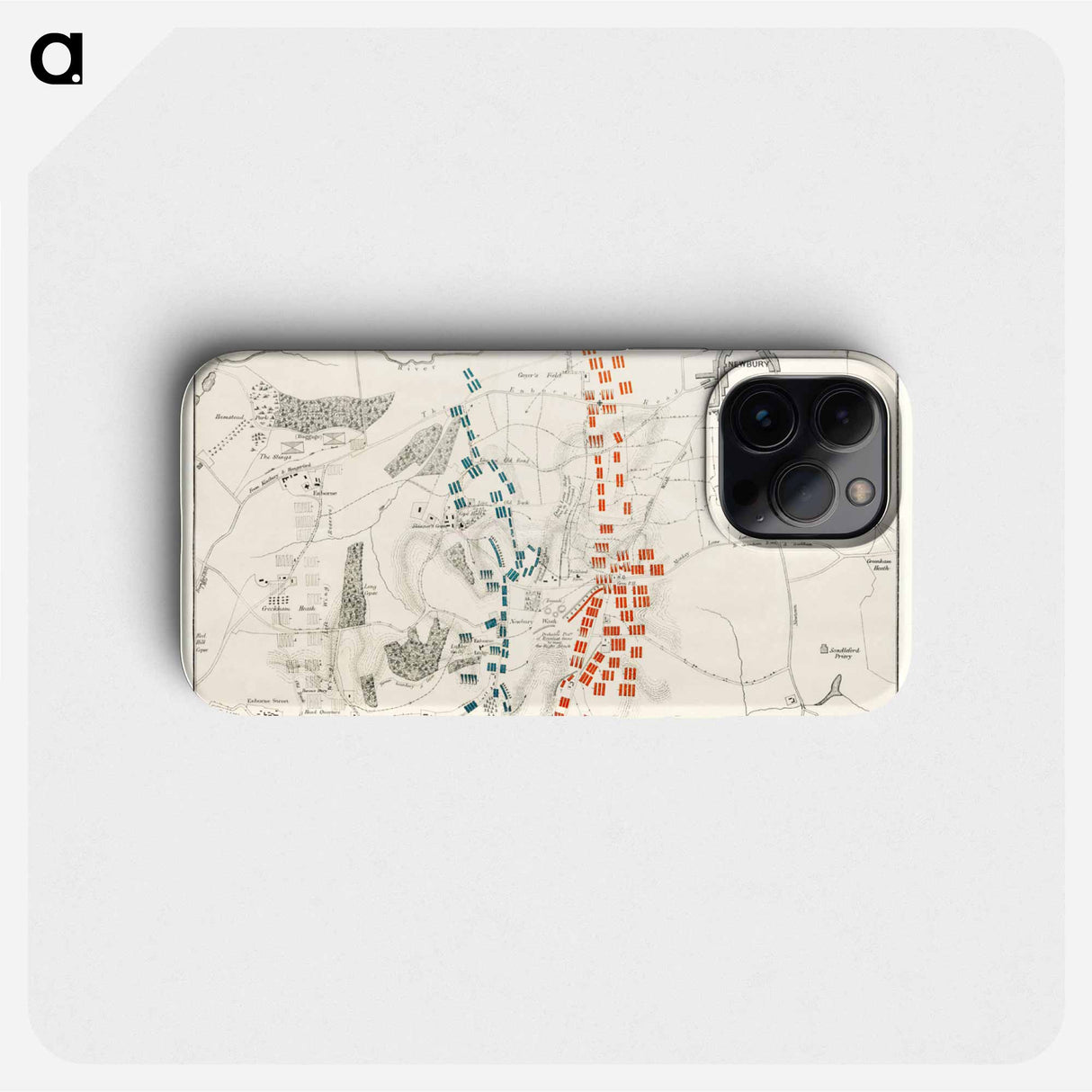 The First and Second Battles of Newbury and the Siege of Donnington Castle during the Civil War - アンティーク地図 Phone Case.