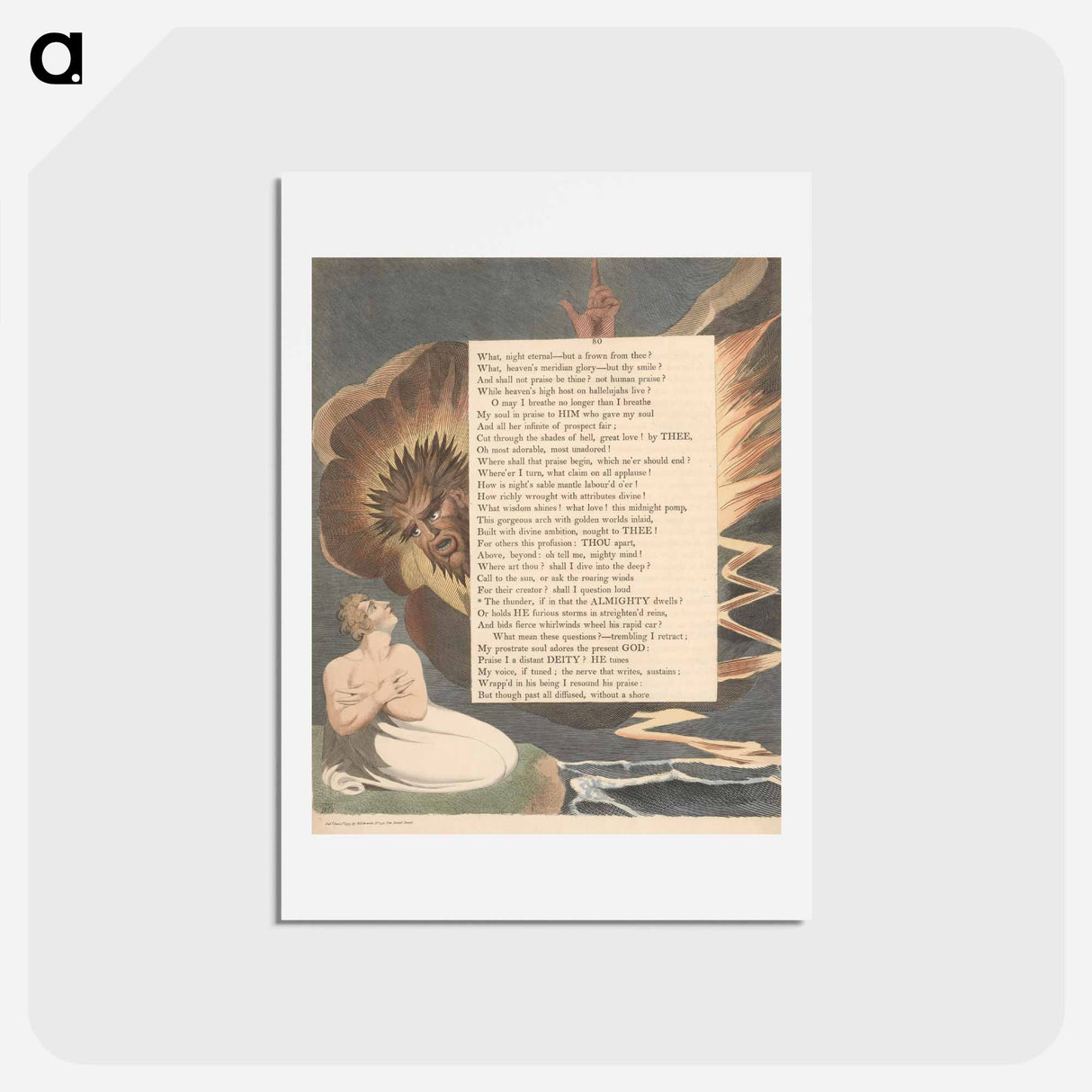 アートポストカード-Young's Night Thoughts, Page 80, The Thunder If in That the Almighty Dwells - ウィリアム ブレイク Postcard.