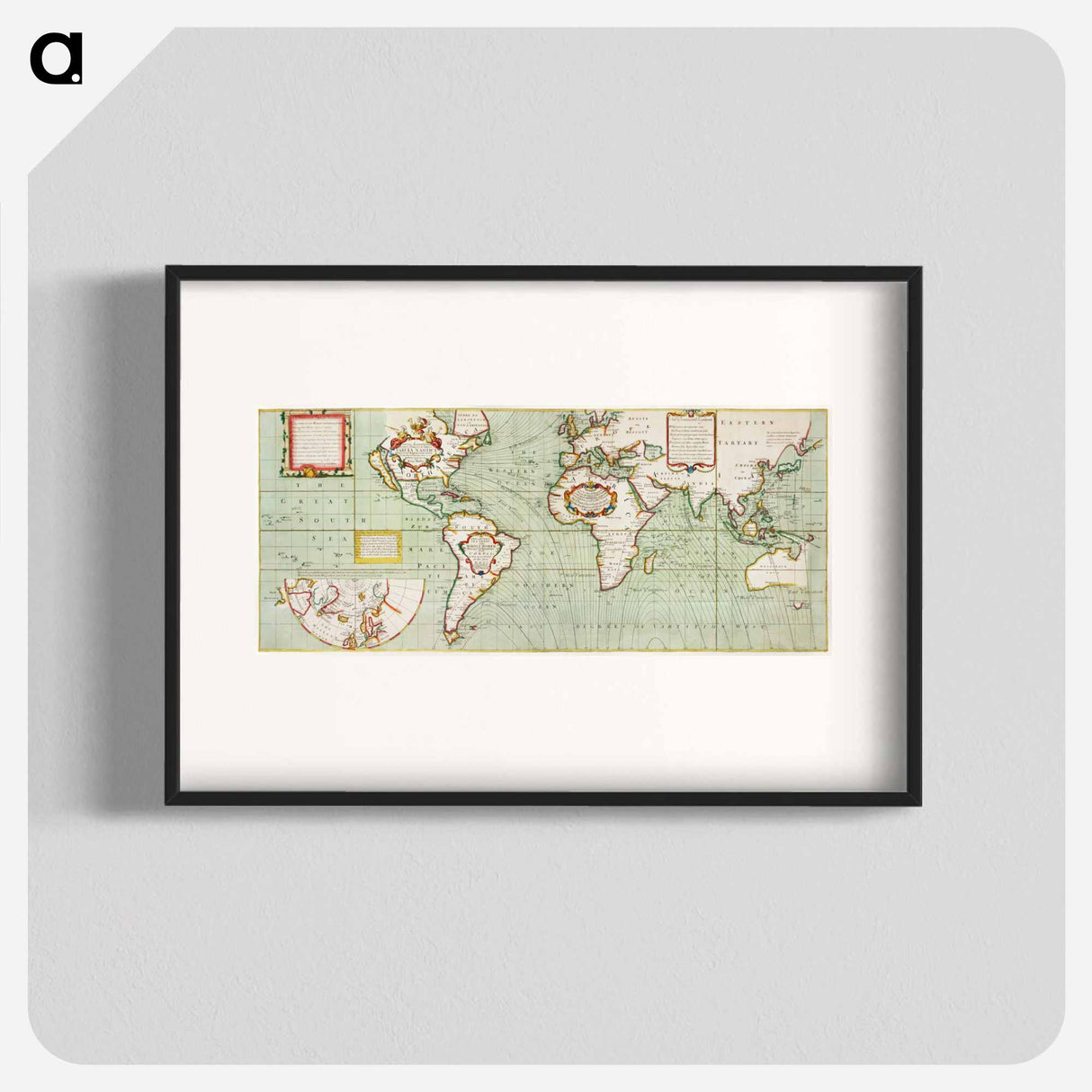 Nova & accuratissima totius terrarum orbis tabula nautica variationum magneticarum index - アンティーク地図 Poster.