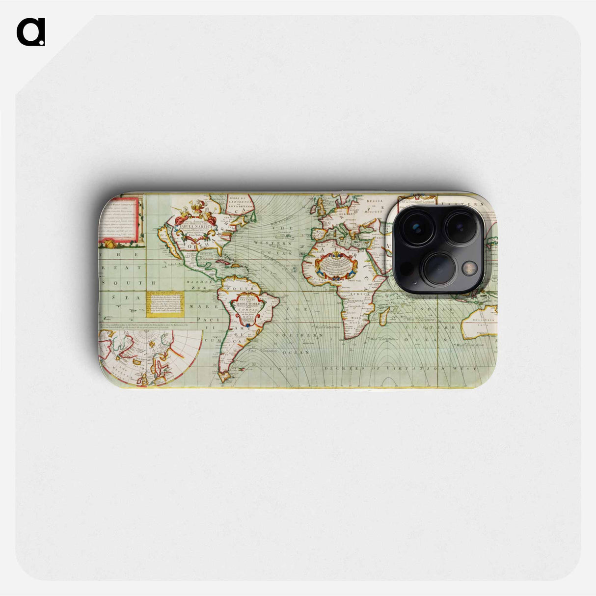 Nova & accuratissima totius terrarum orbis tabula nautica variationum magneticarum index - アンティーク地図 Phone Case.