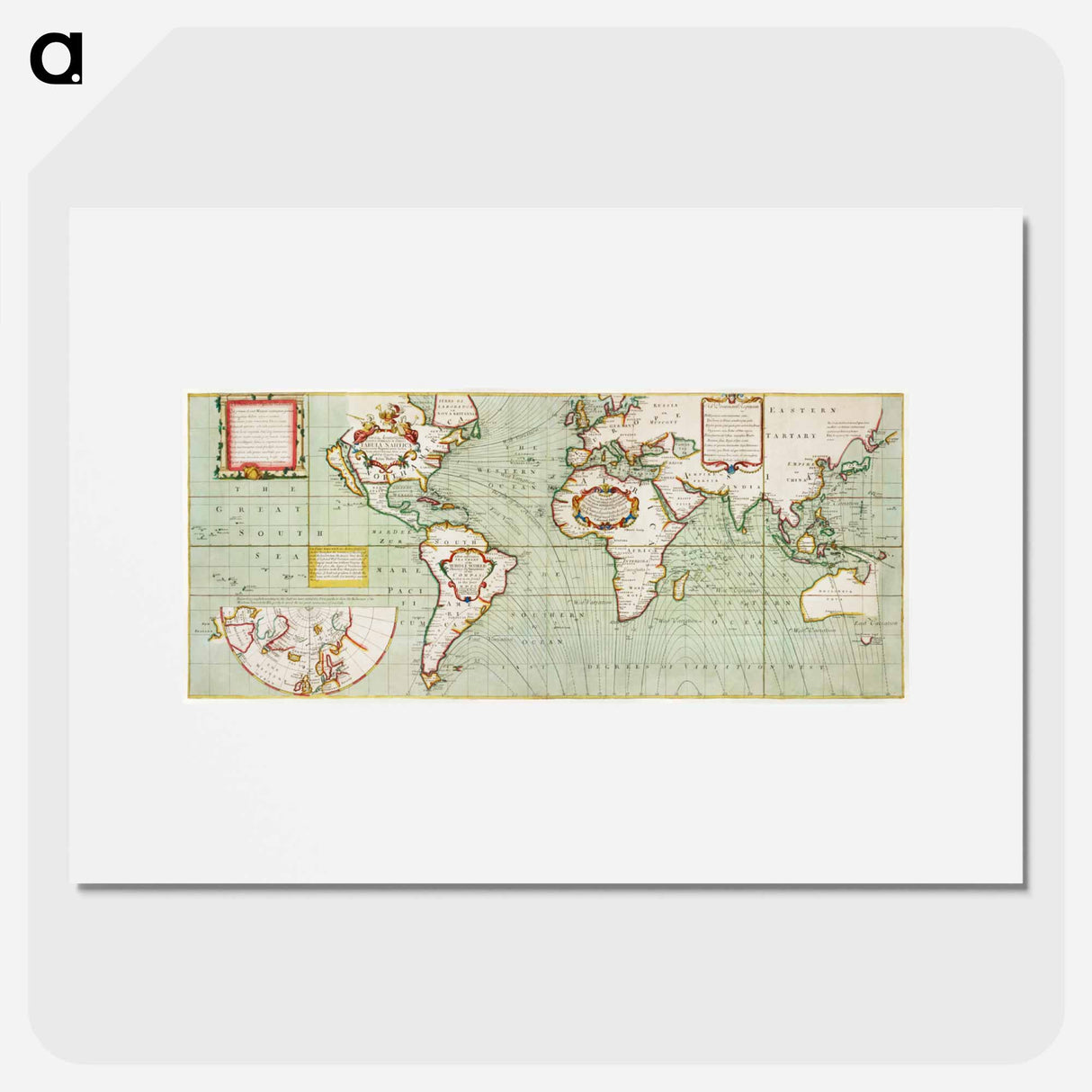 Nova & accuratissima totius terrarum orbis tabula nautica variationum magneticarum index - アンティーク地図 Poster.