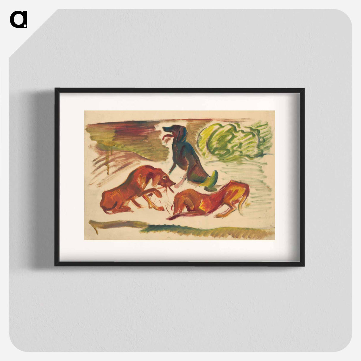 Dogs in a landscape - アーノルド ピーター ワイズ クビンチャン Poster.