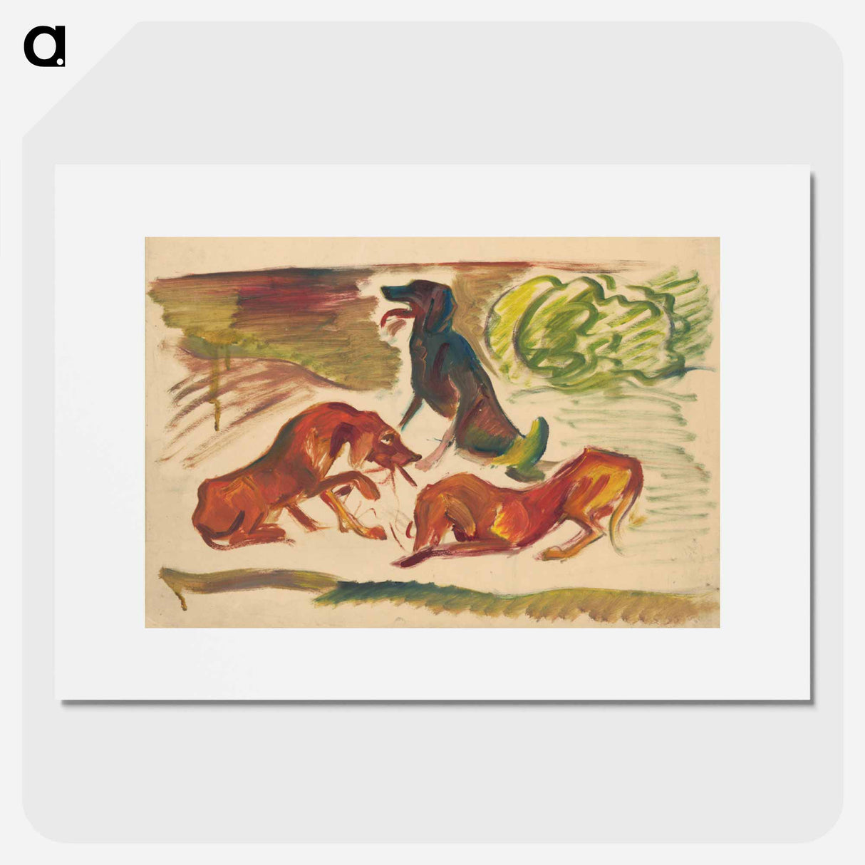 Dogs in a landscape - アーノルド ピーター ワイズ クビンチャン Poster.