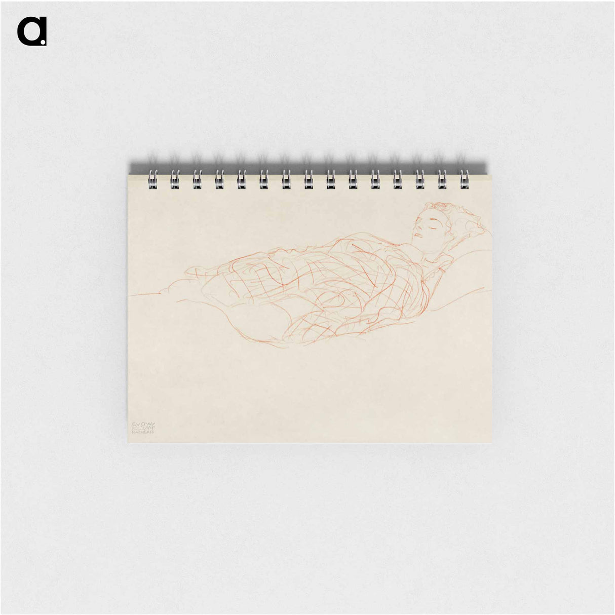 Study of a woman wrapped in a plaid, resting - グスタフ クリムト Memo.