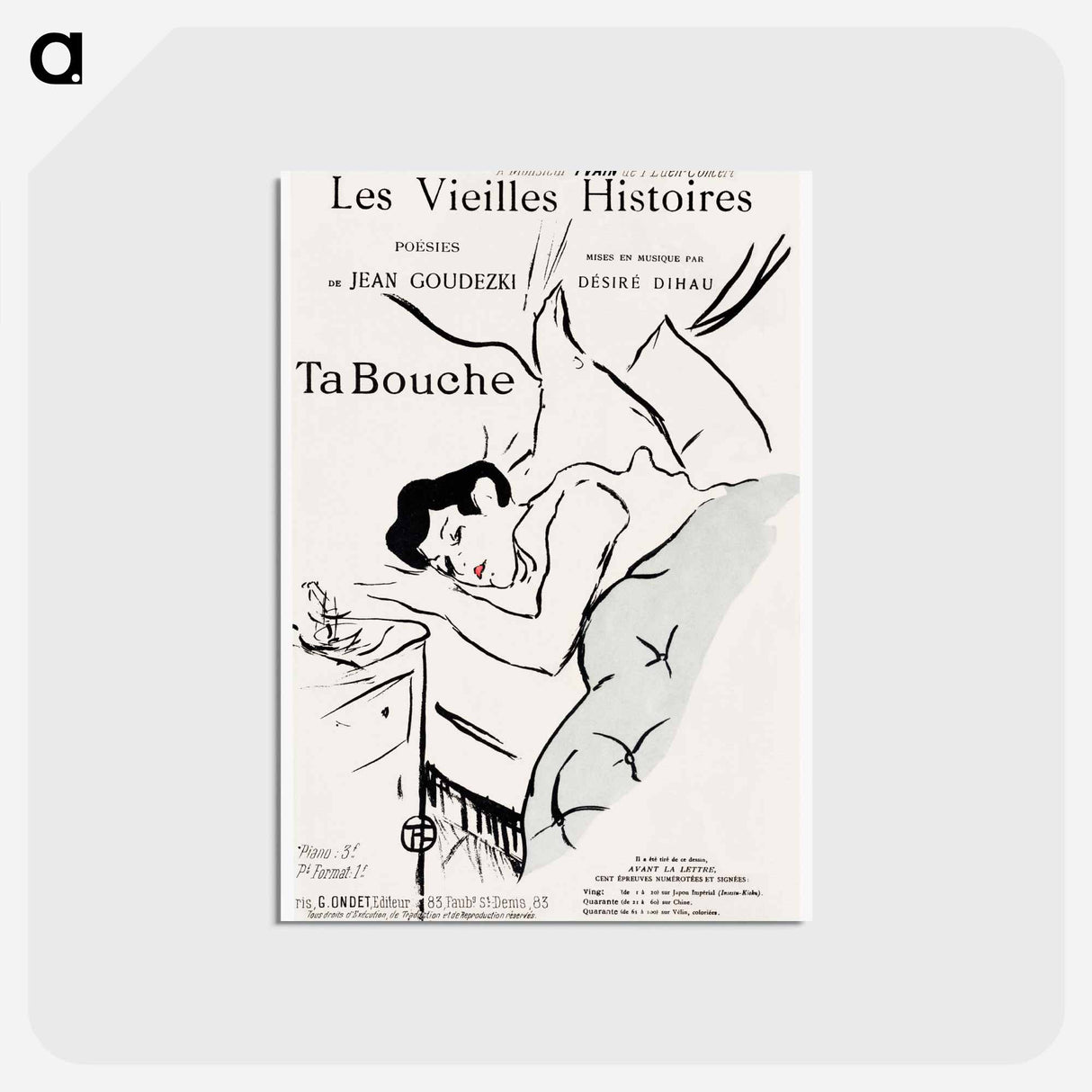 アートポストカード-Les Vieilles histoires: Ta Bouche - アンリ ド トゥールーズ ロートレック Postcard.