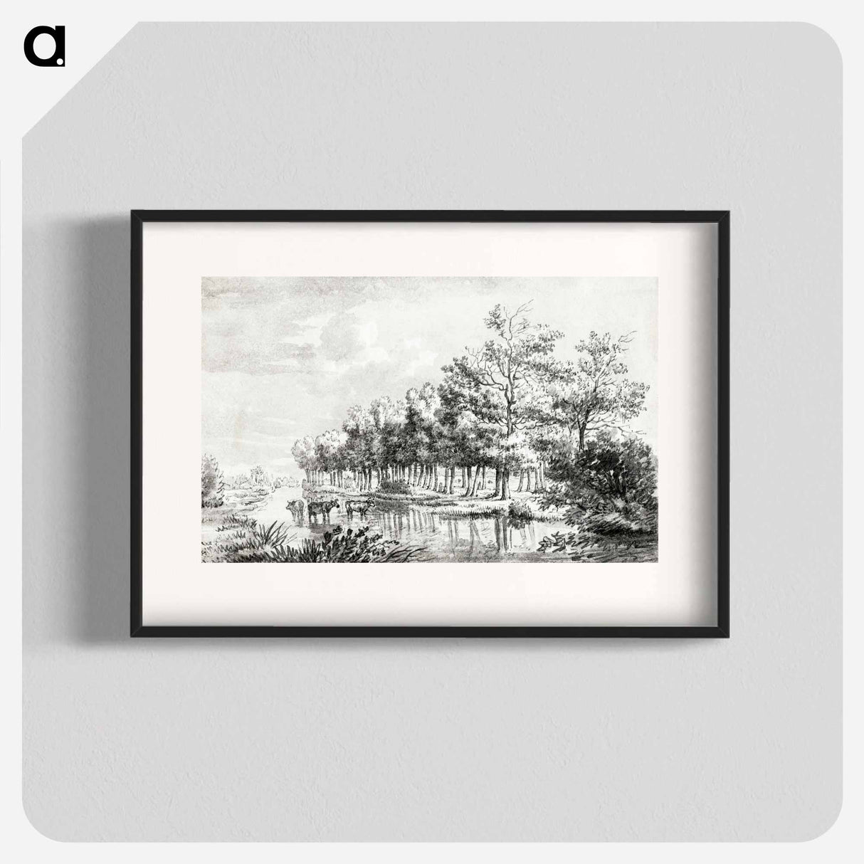 Landscape with wading cows - ジャン ベルナール Poster.