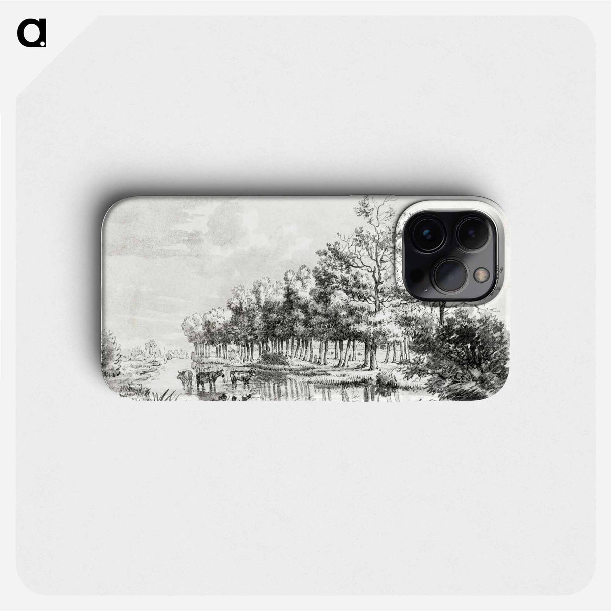 Landscape with wading cows - ジャン ベルナール Phone Case.