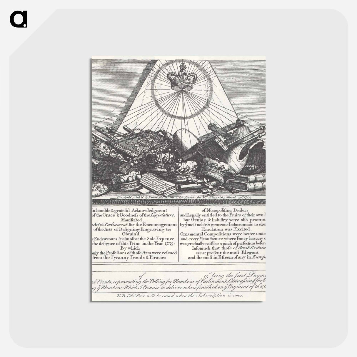 アートポストカード-Blowing off about his new Copyright Act - ウィリアム ホガース Postcard.