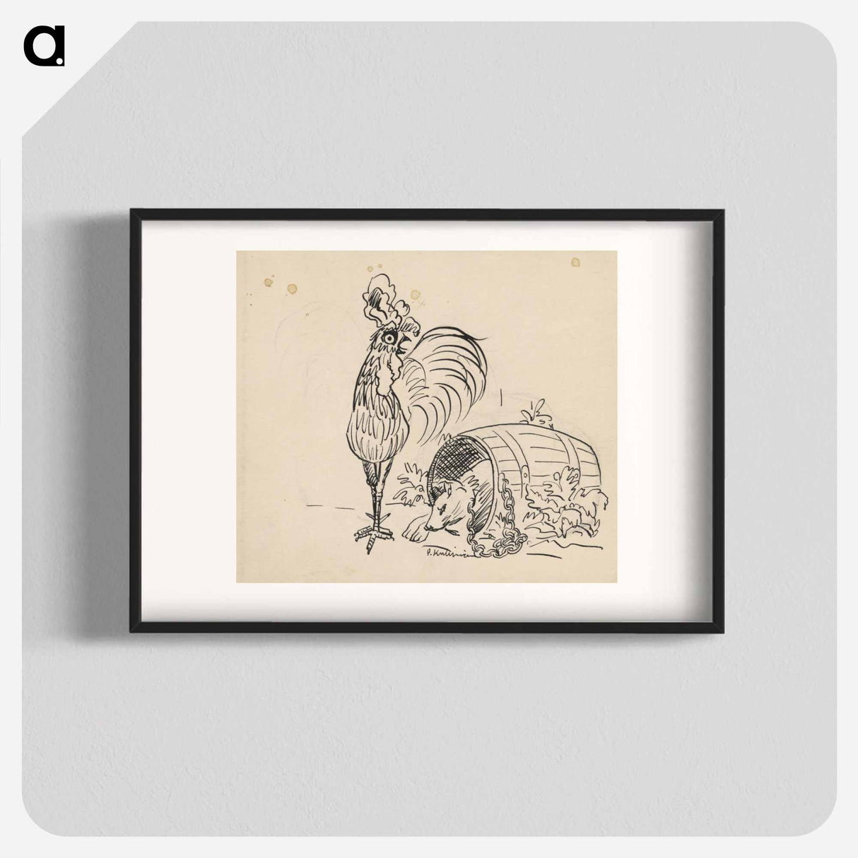 Rooster and dog - アーノルド ピーター ワイズ クビンチャン Poster.