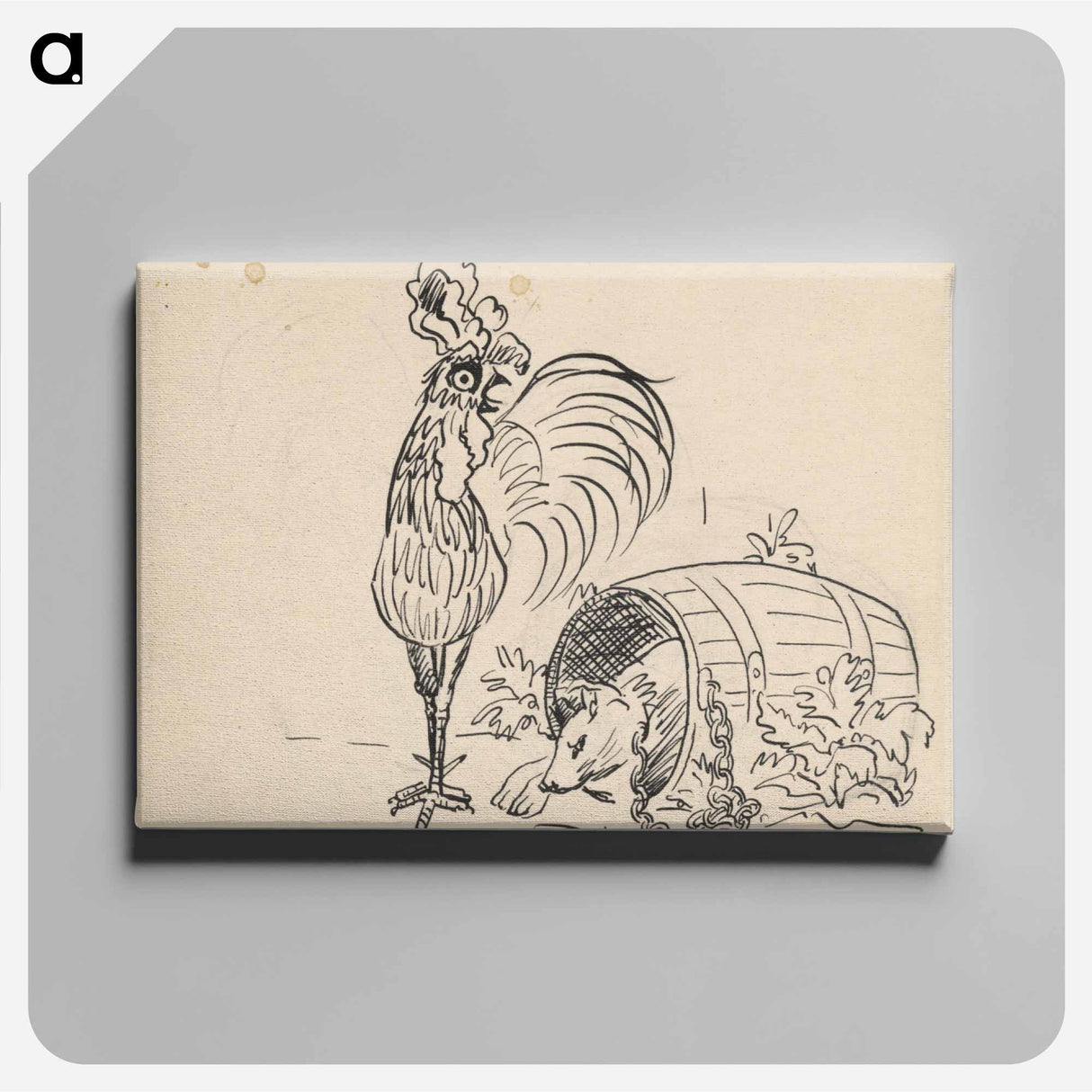 Rooster and dog - アーノルド ピーター ワイズ クビンチャン Canvas.