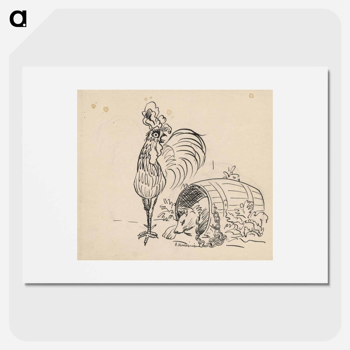 Rooster and dog - アーノルド ピーター ワイズ クビンチャン Poster.