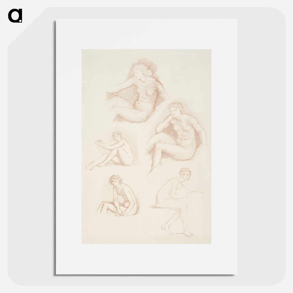 Female Nude : Five Studies of a seated Girl - エドワード バーン ジョーンズ Poster.
