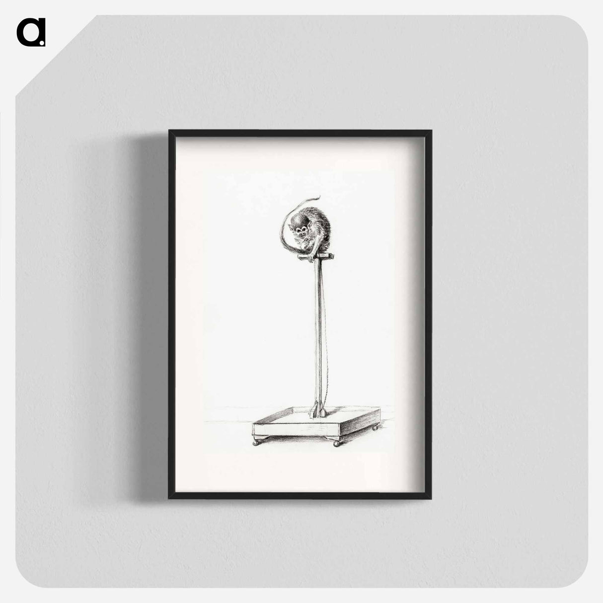 Little monkey sitting on a pole - ジャン ベルナール Poster.