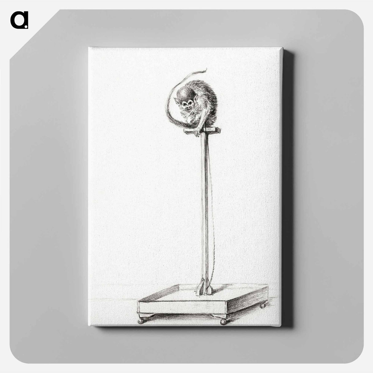 アートパネル-Little monkey sitting on a pole - ジャン ベルナール Canvas.