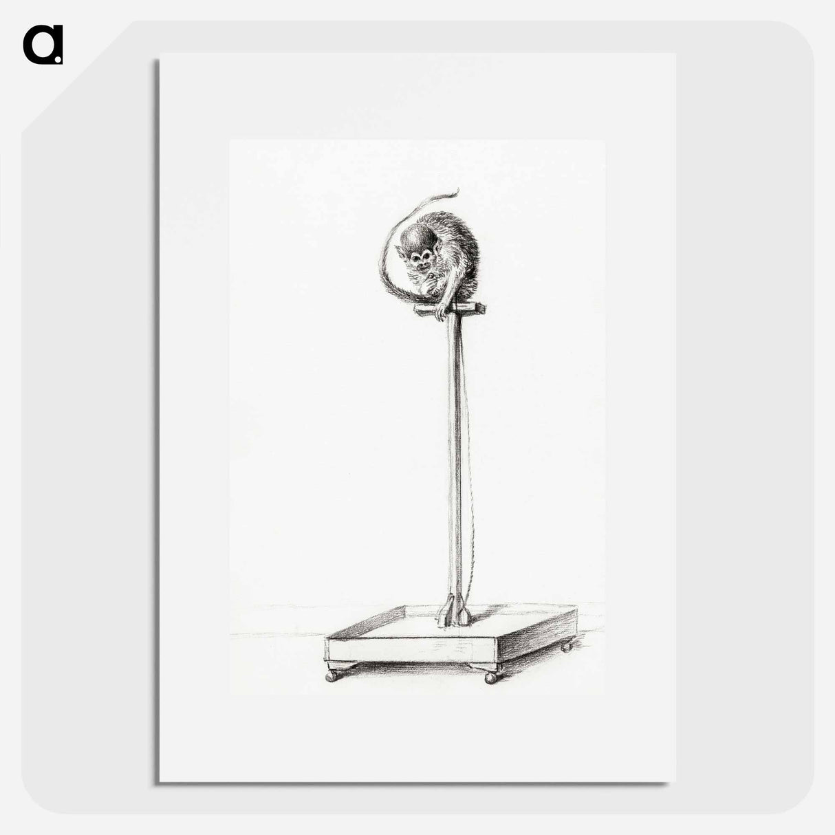 Little monkey sitting on a pole - ジャン ベルナール Poster.