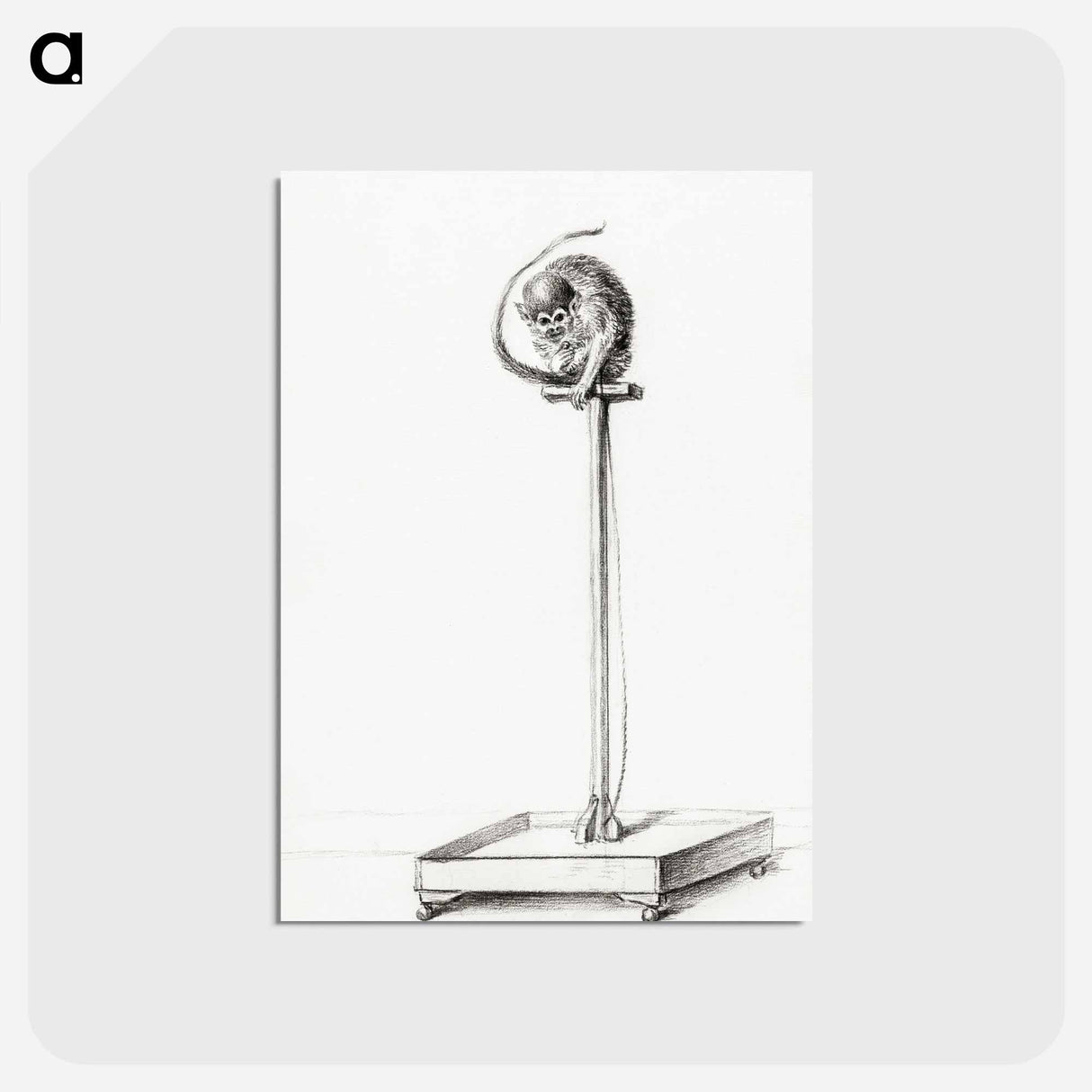 アートポストカード-Little monkey sitting on a pole - ジャン ベルナール Postcard.