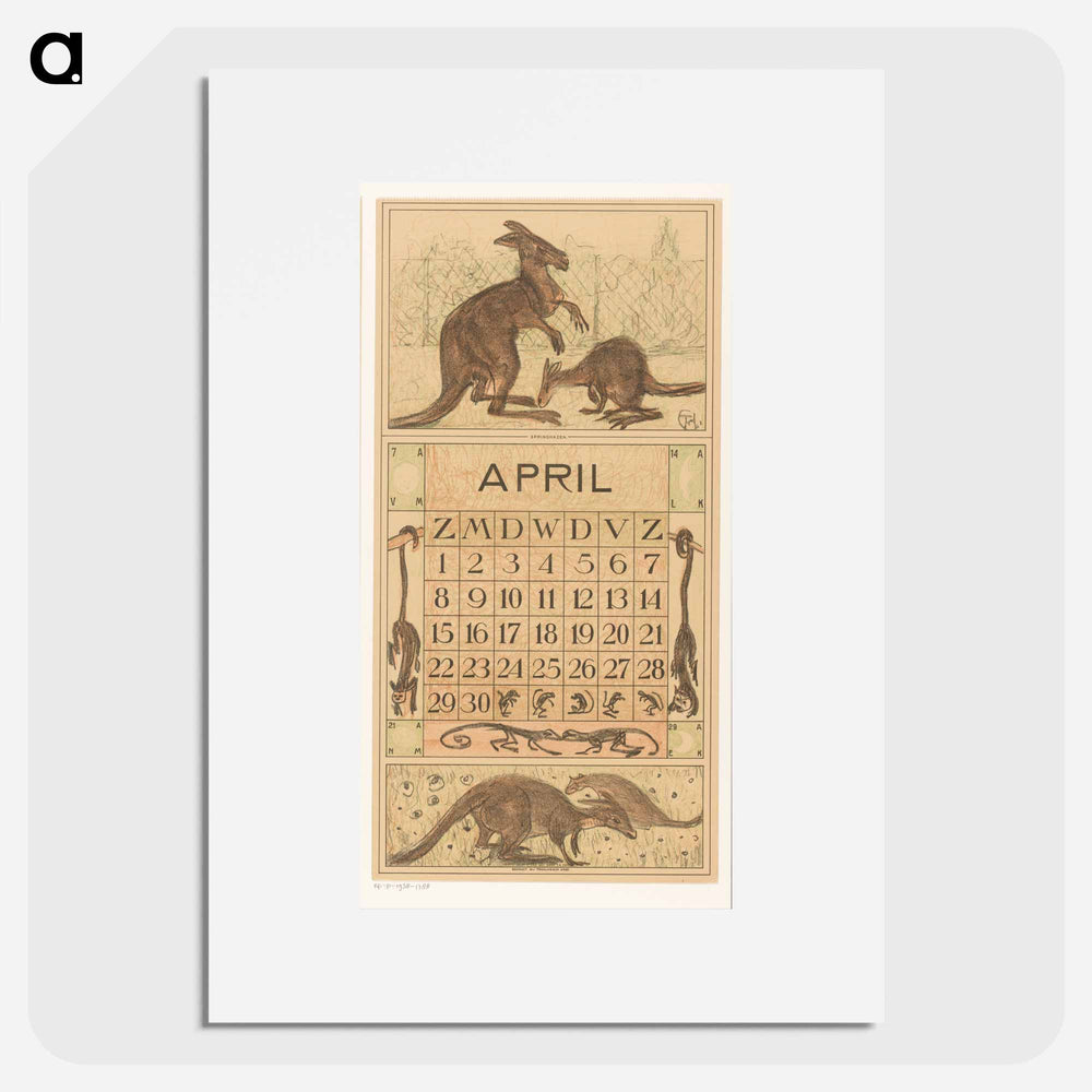 Calendar April Meets Kangaroos - Theo Van Hoytema Poster.