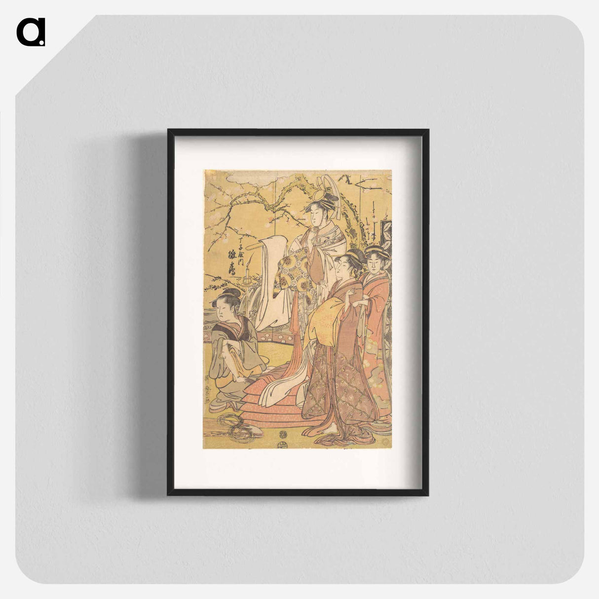 アートポスター-The Oiran Hinazuru of Chojiya Standing upon a Pile of Futon - 喜多川 歌麿 Poster.