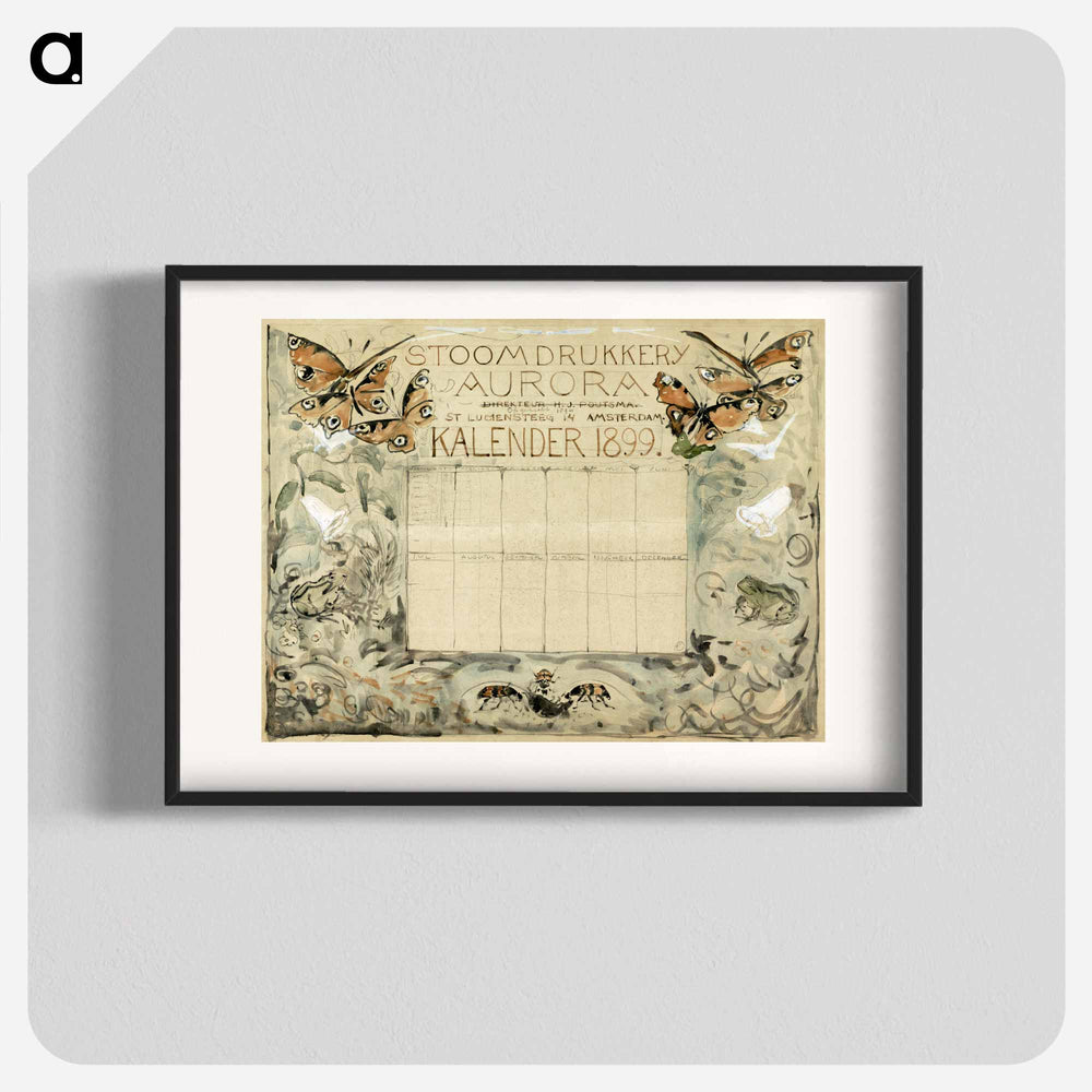 Calendar for 1899 for the Storm Drukkeries Aurora - Theo van Hoytema Poster.