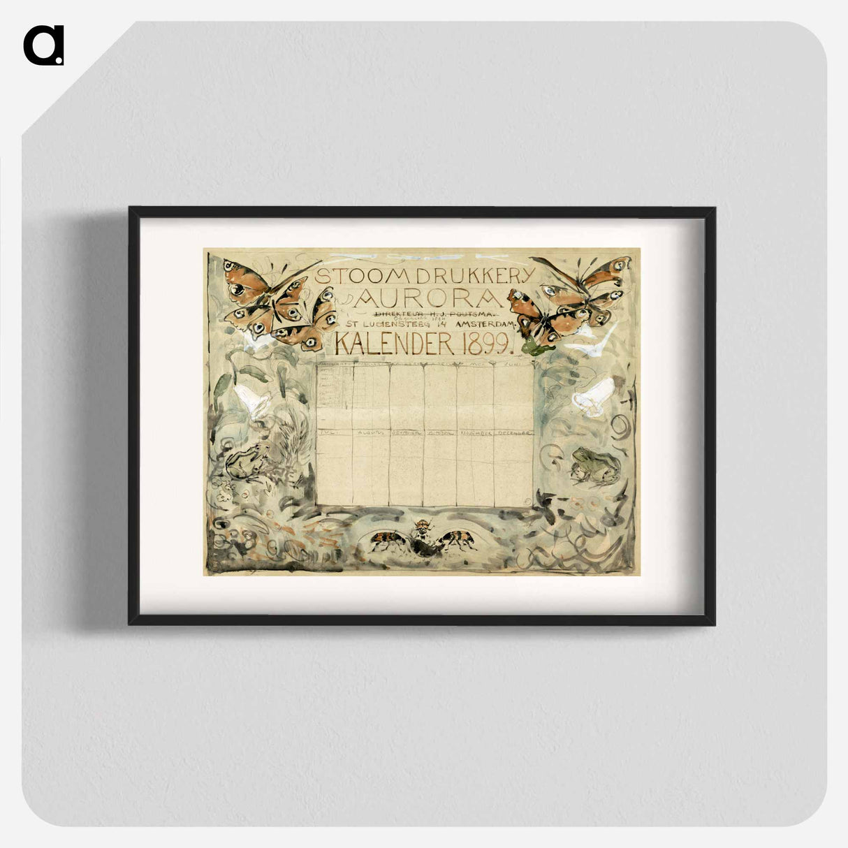 Calendar for 1899 for the Storm Drukkeries Aurora - Theo van Hoytema Poster.