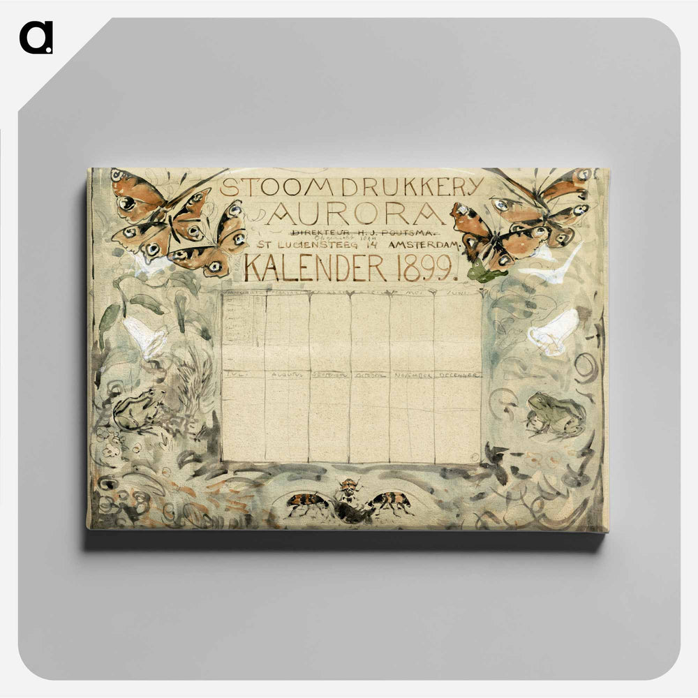 Calendar for 1899 for the Storm Drukkerij Aurora - Theo van Hoytema Canvas.