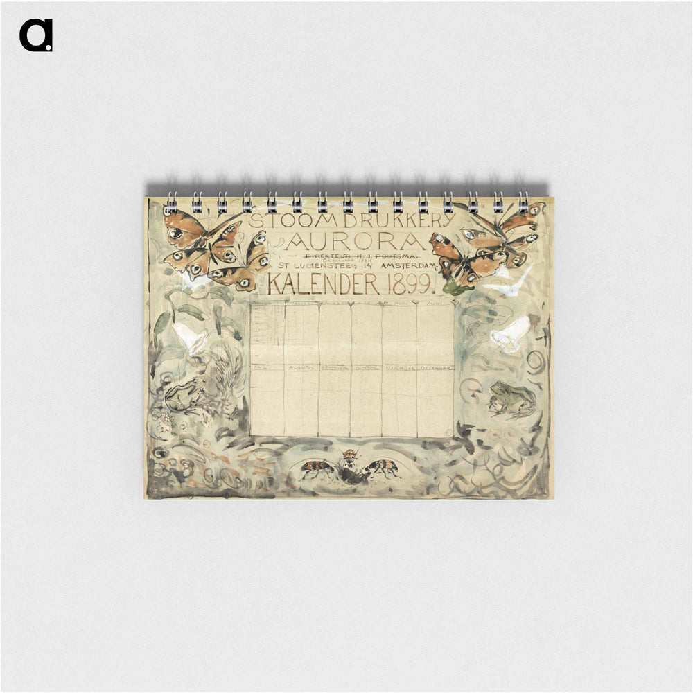 Ontwerp voor de kalender 1899 voor de Stoomdrukkerij Aurora - テオ ヴァン ホイテマ Memo.