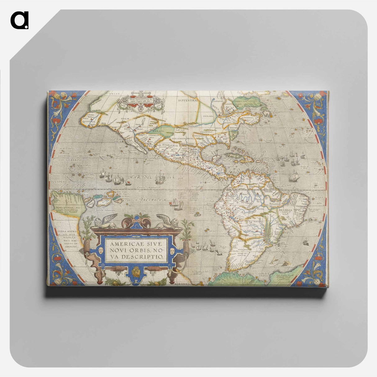America Sive Novi Orbis Nova Descriptio - アンティーク地図 Canvas.