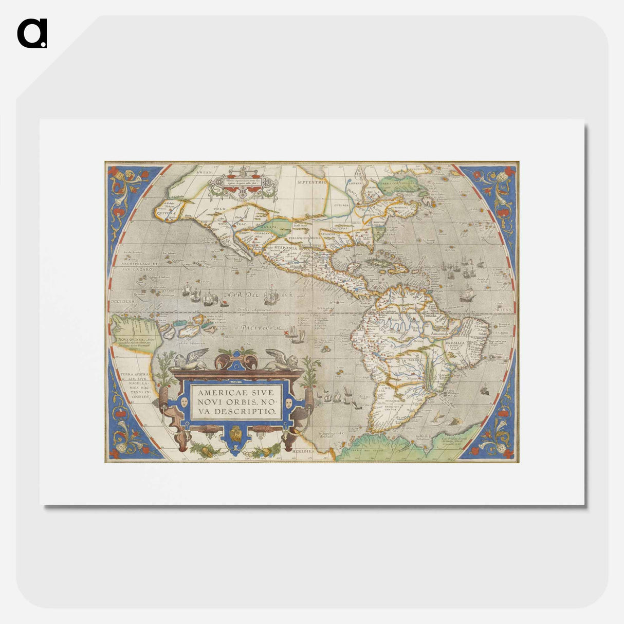America Sive Novi Orbis Nova Descriptio - アンティーク地図 Poster.
