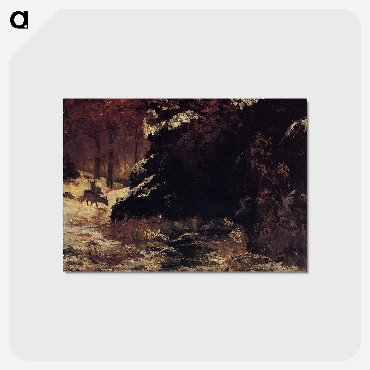 Deer in the Snow - ギュスターヴ クールベ Postcard.