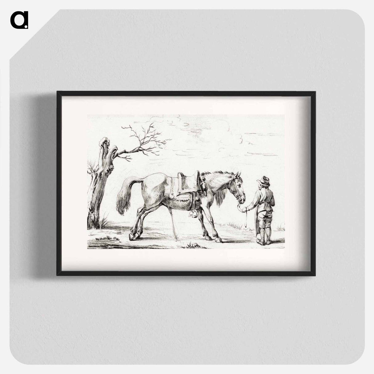 Rider standing next to horse - ジャン ベルナール Poster.